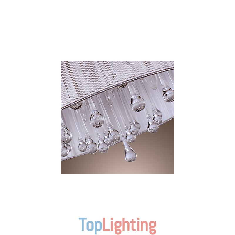 Modern Contemporary Drum Crystal Electroplated Metal Pendant Light