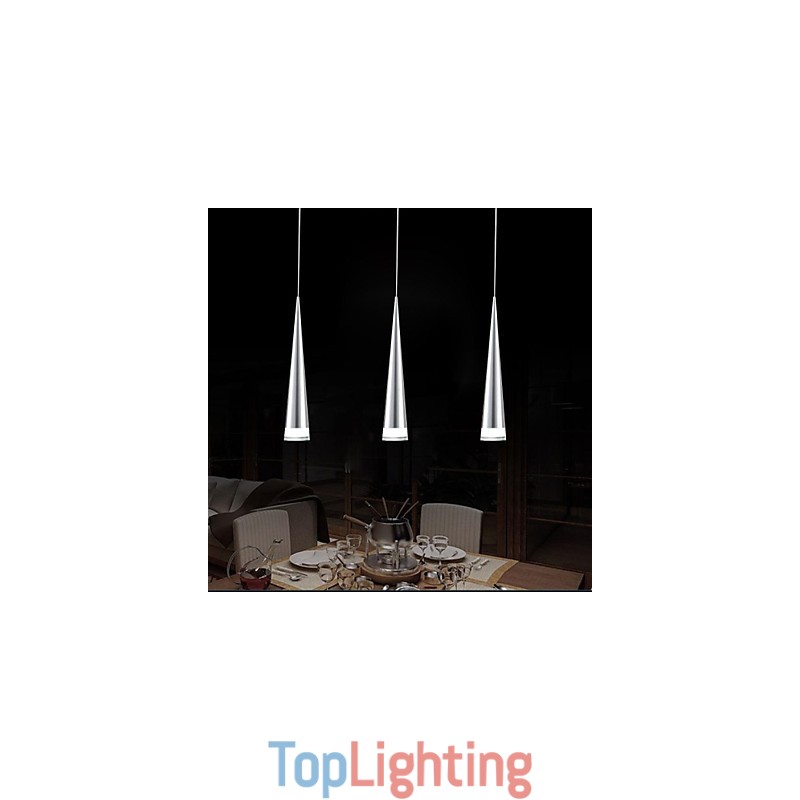 Modern Contemporary Chrome Metal Pendant Light