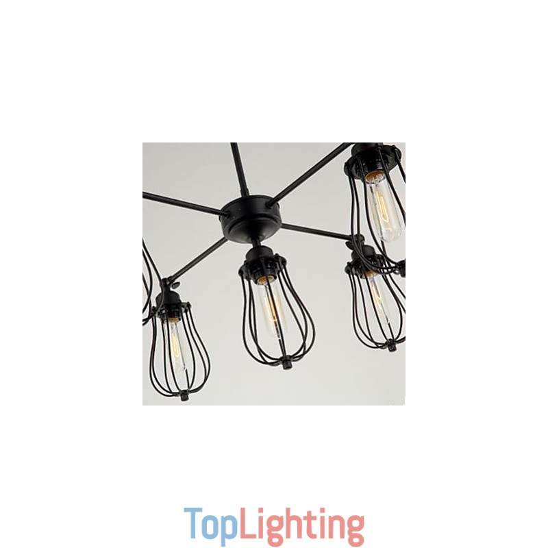 American Industrial Restoring Ancient Ways Wrought Iron Grapefruit 5 Head Droplight