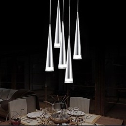 Modern Contemporary Chrome Metal Pendant Light
