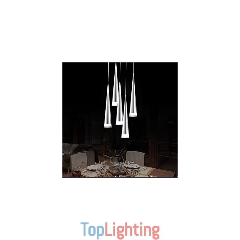 Modern Contemporary Chrome Metal Pendant Light