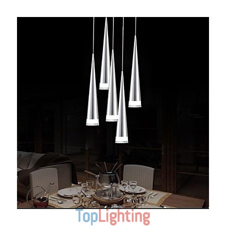 Modern Contemporary Chrome Metal Pendant Light