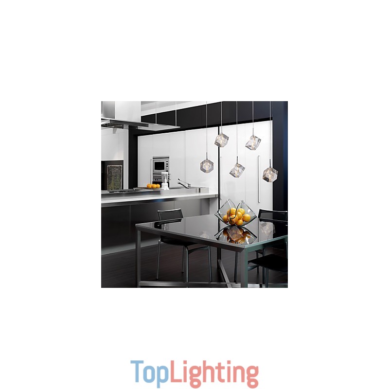 Modern Contemporary Island Crystal Chrome Pendant Light