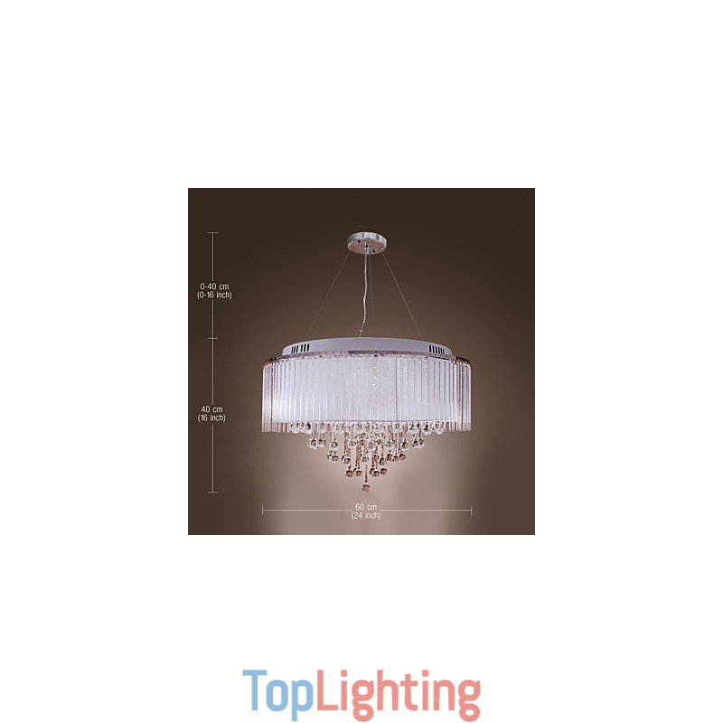 Modern Contemporary Drum Crystal Electroplated Pendant Light