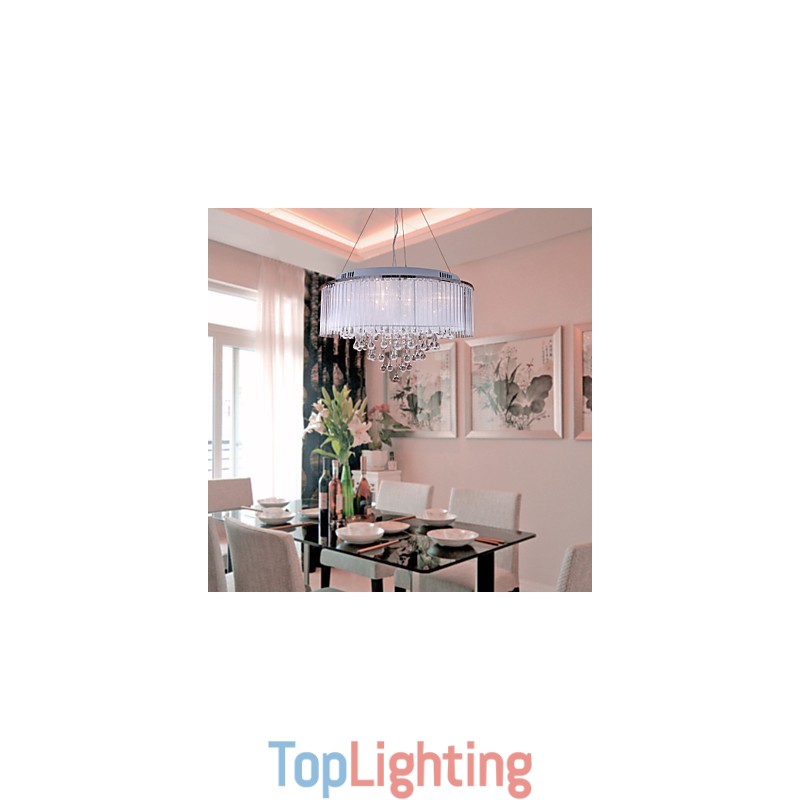 Modern Contemporary Drum Crystal Electroplated Pendant Light