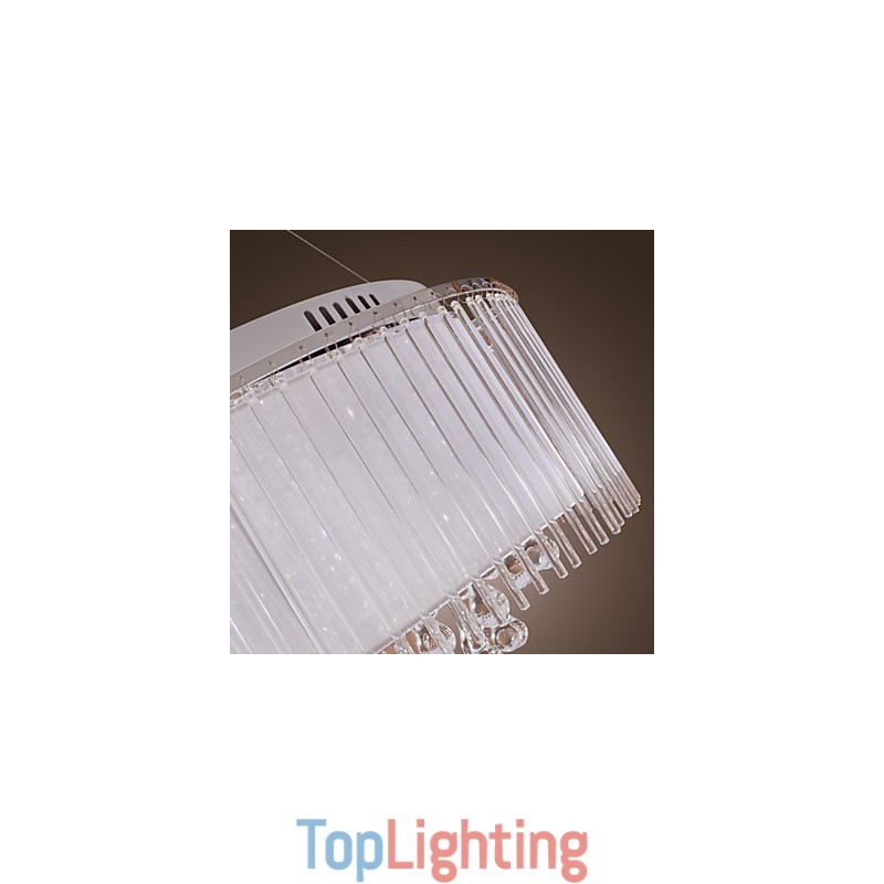 Modern Contemporary Drum Crystal Electroplated Pendant Light