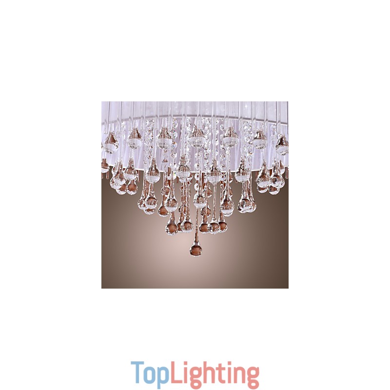 Modern Contemporary Drum Crystal Electroplated Pendant Light