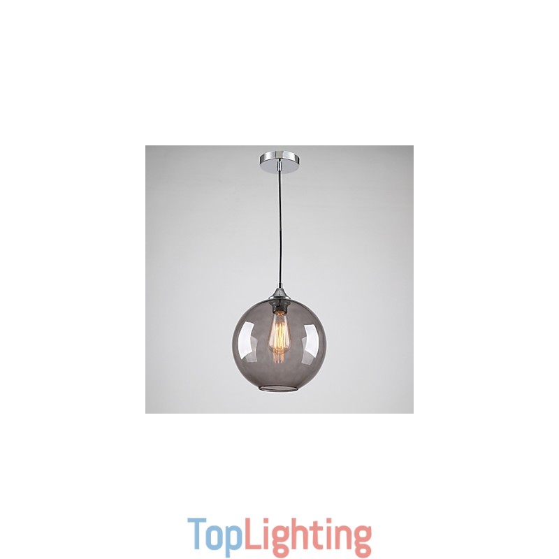 Modern Glass Pendant Light in Round Smoke grey Bubble Design