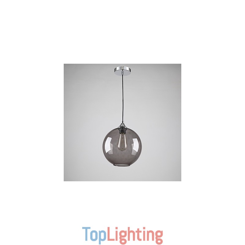 Modern Glass Pendant Light in Round Smoke grey Bubble Design