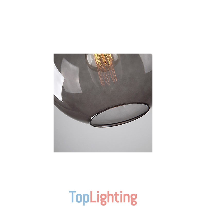 Modern Glass Pendant Light in Round Smoke grey Bubble Design