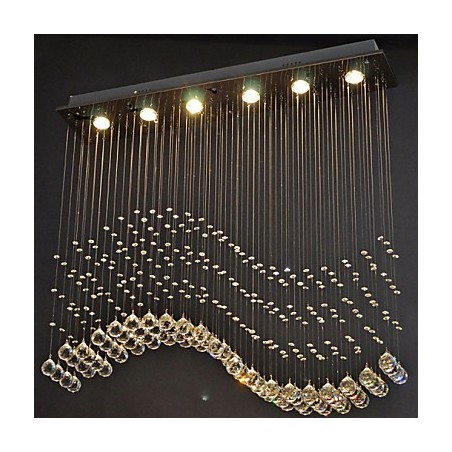 Pendant Light 6 Lights Modern Silver Canpoy Transparent Crystal Waves Ceiling Lighting Fixtures Pendant Light 6 Lights Modern Silver Canpoy Transparent Crystal Waves Ceiling Lighting Fixtures