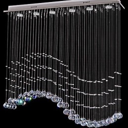 Pendant Light 6 Lights Modern Silver Canpoy Transparent Crystal Waves Ceiling Lighting Fixtures