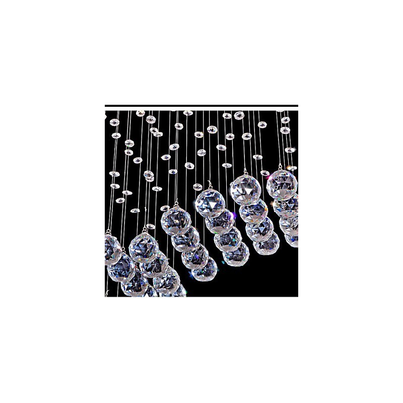Pendant Light 6 Lights Modern Silver Canpoy Transparent Crystal Waves Ceiling Lighting Fixtures
