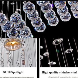 Pendant Light 6 Lights Modern Silver Canpoy Transparent Crystal Waves Ceiling Lighting Fixtures