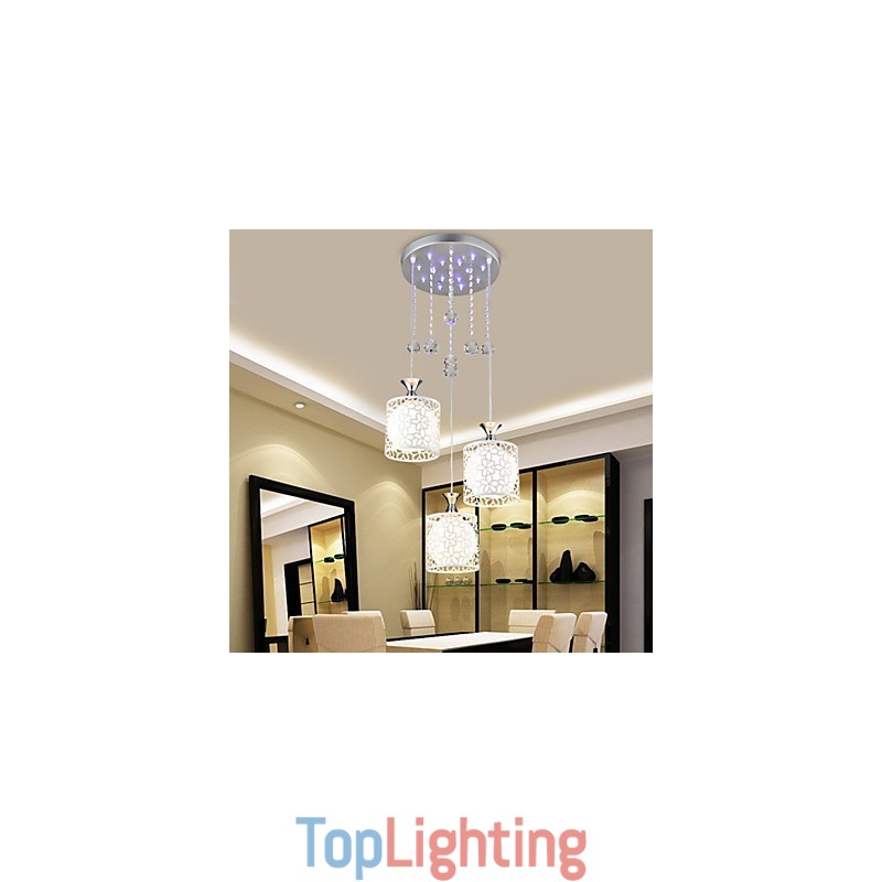 Contemporary And Contracted Three Creative Crystal Droplight Wrought Iron Lamp
