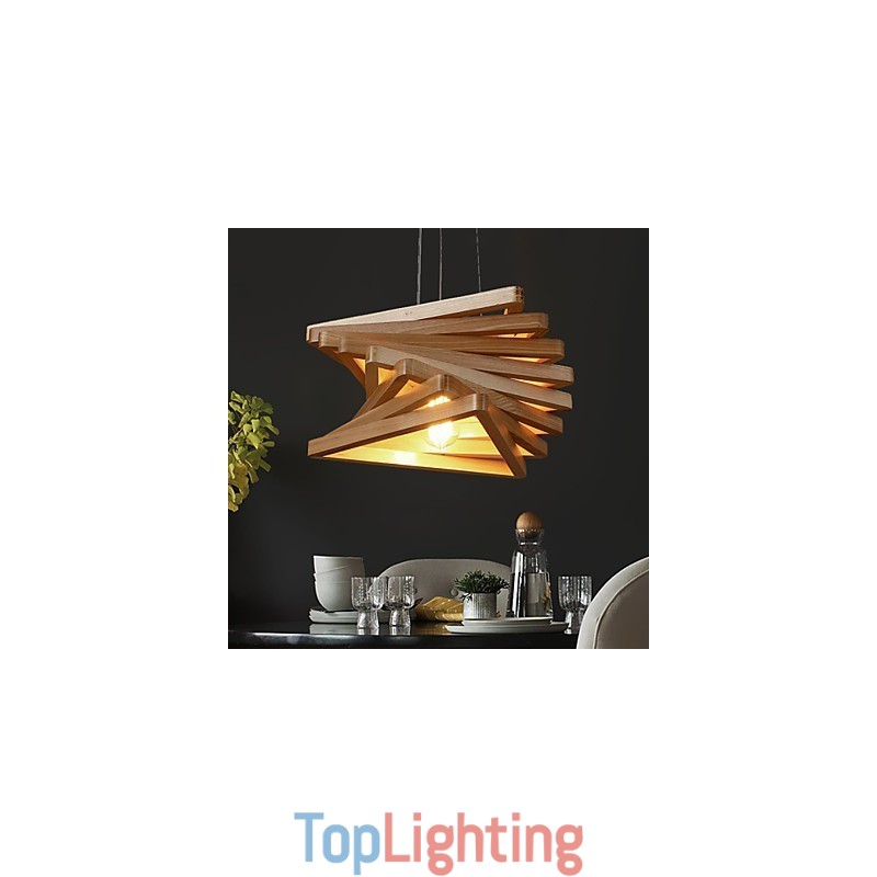1Traditional Classic Country Mini Style Painting Wood Bamboo Pendant Light