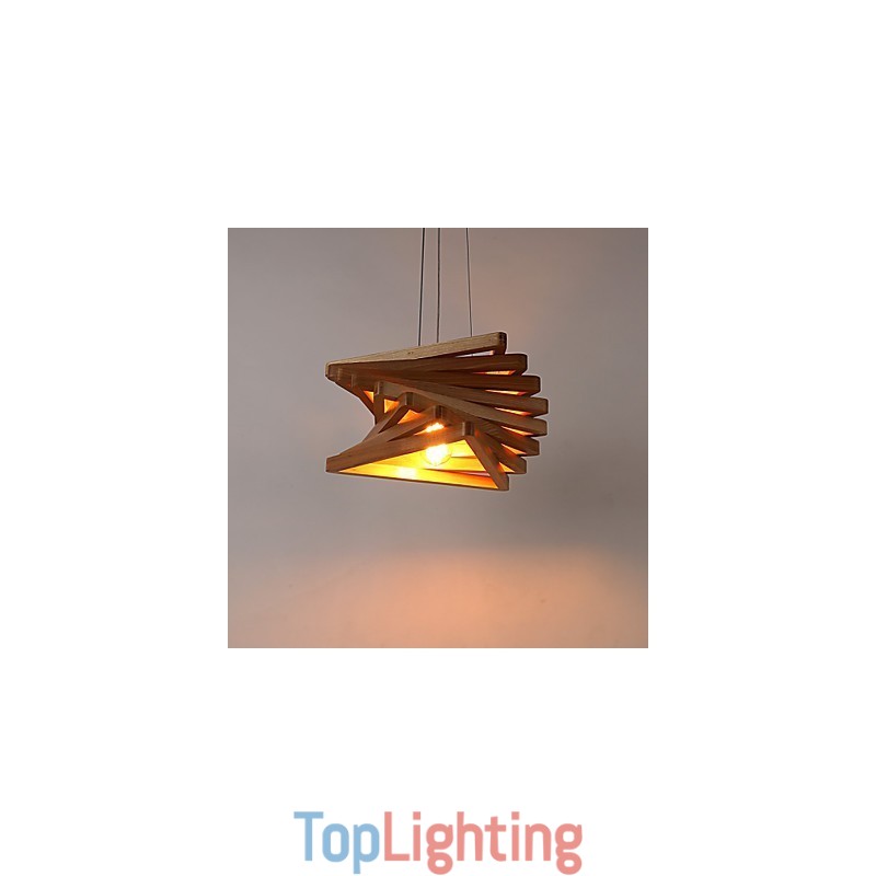 1Traditional Classic Country Mini Style Painting Wood Bamboo Pendant Light
