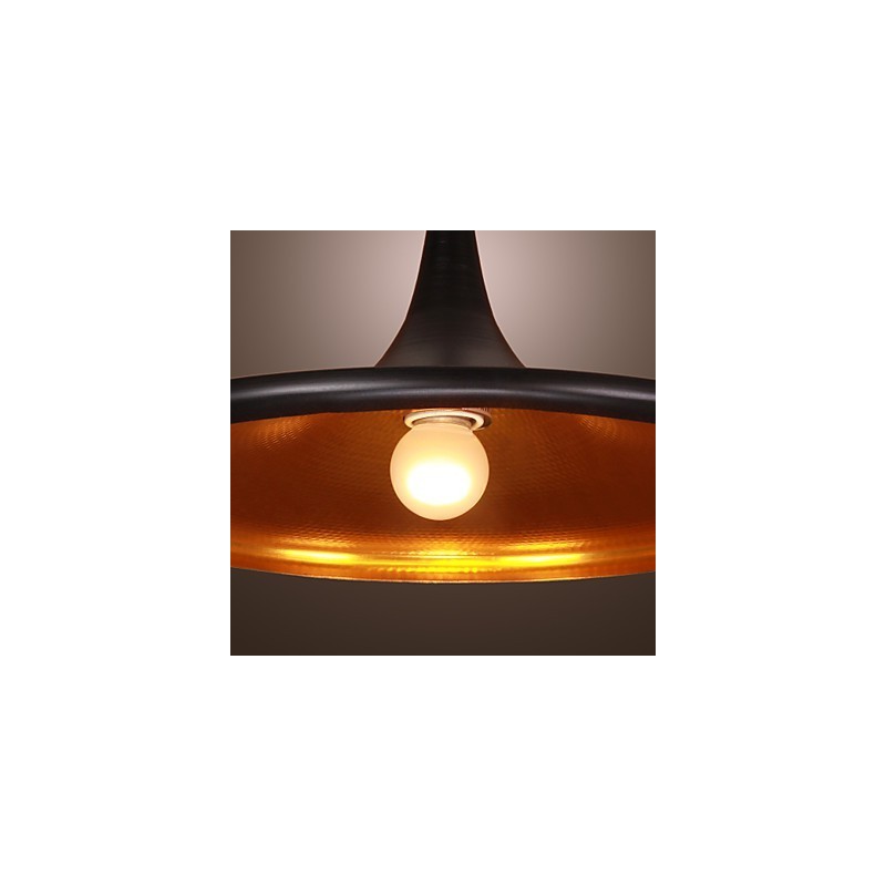 Comtemporary Aluminum Pendant Light with Black Shade
