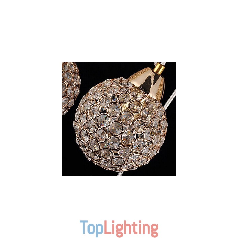 Modern Contemporary Globe Crystal Electroplated Metal Pendant Light