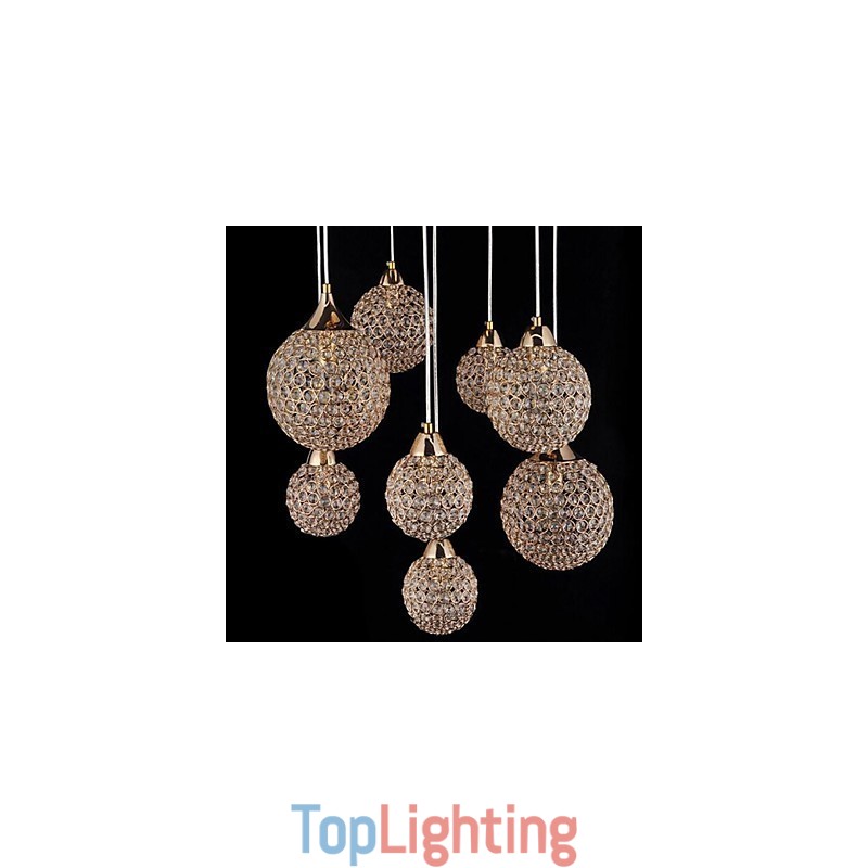 Modern Contemporary Globe Crystal Electroplated Metal Pendant Light