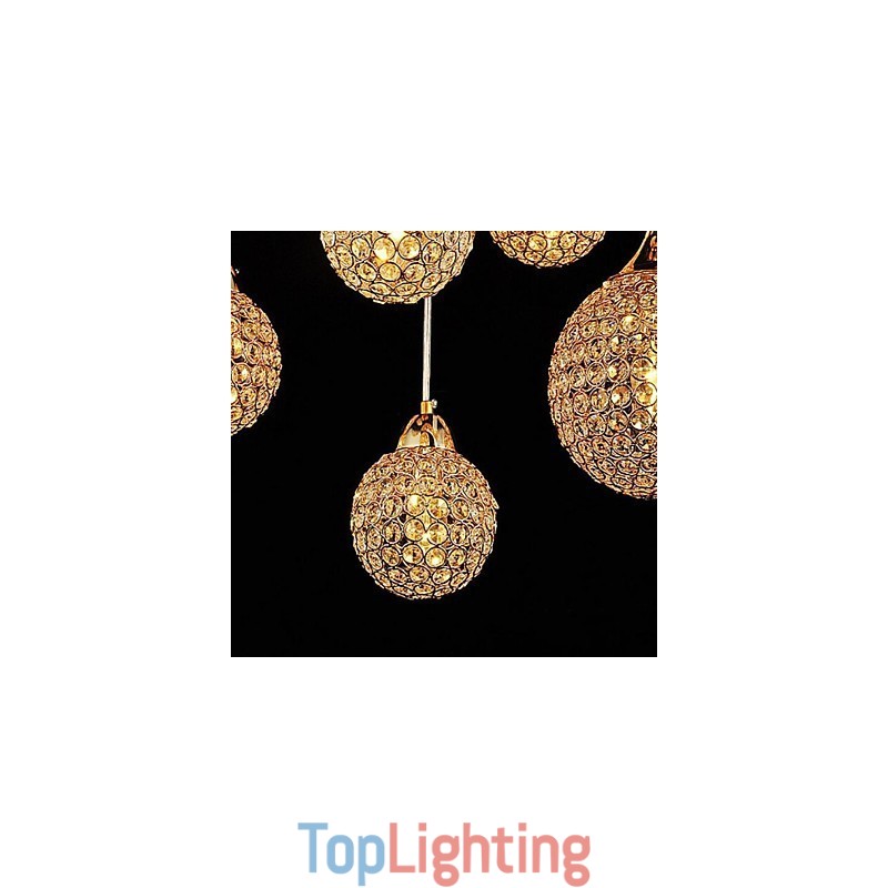 Modern Contemporary Globe Crystal Electroplated Metal Pendant Light