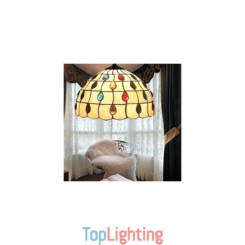 European Rural Creative Arts Stained Glass Chandelier Restoring Ancient Ways Lamp Light