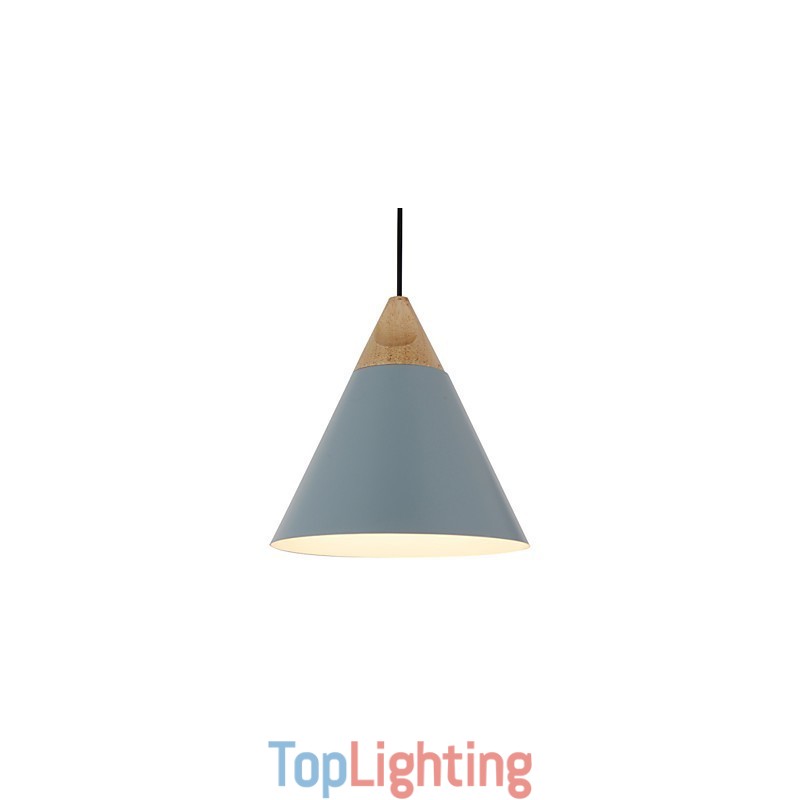 Mini Artistic Cone Pendant Lamp 1 Light Mordern Simplicity Finish Black White Dusty Blue Aluminum & Wooden Droplight