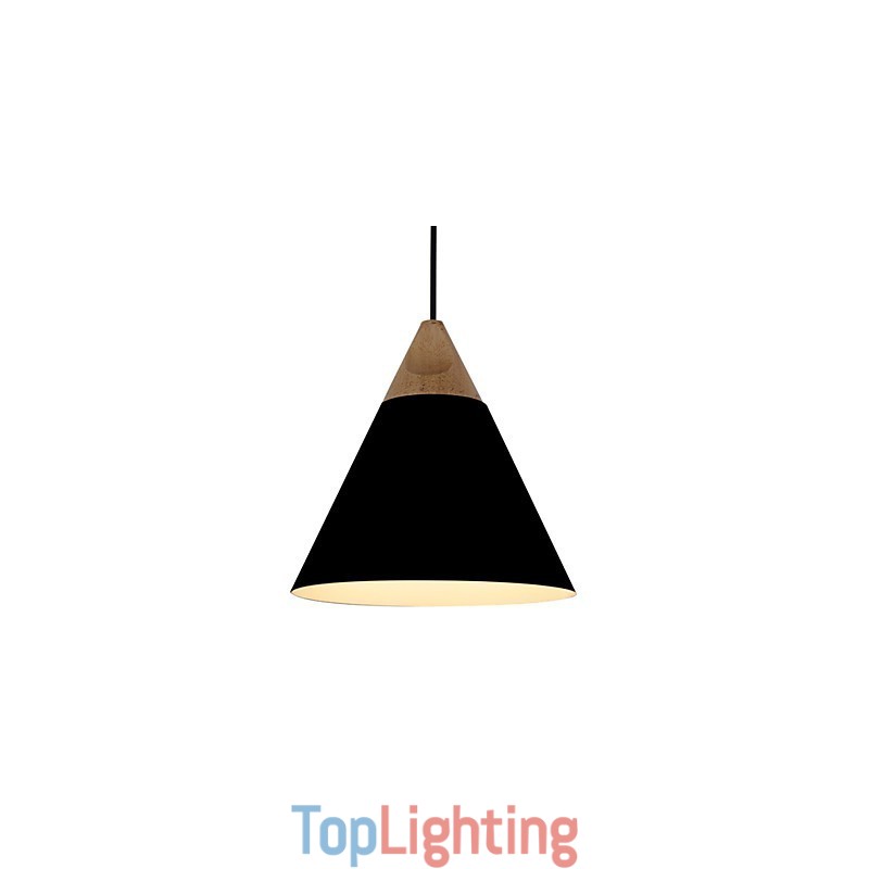 Mini Artistic Cone Pendant Lamp 1 Light Mordern Simplicity Finish Black White Dusty Blue Aluminum & Wooden Droplight