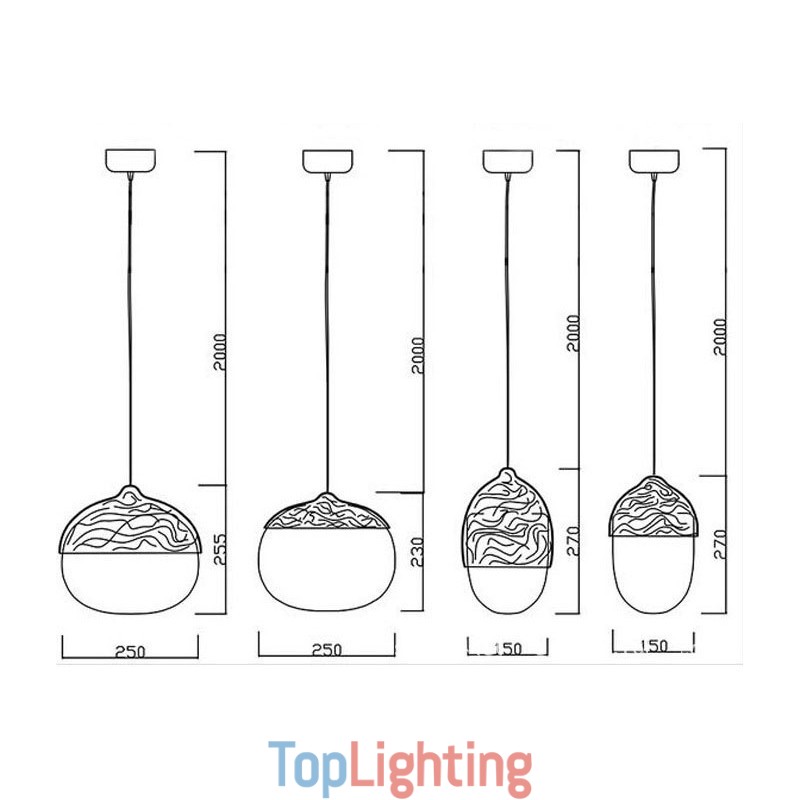 Nordic Contracted Mushroom Creative Nuts Single Head Glass Chandelier Lamp Light