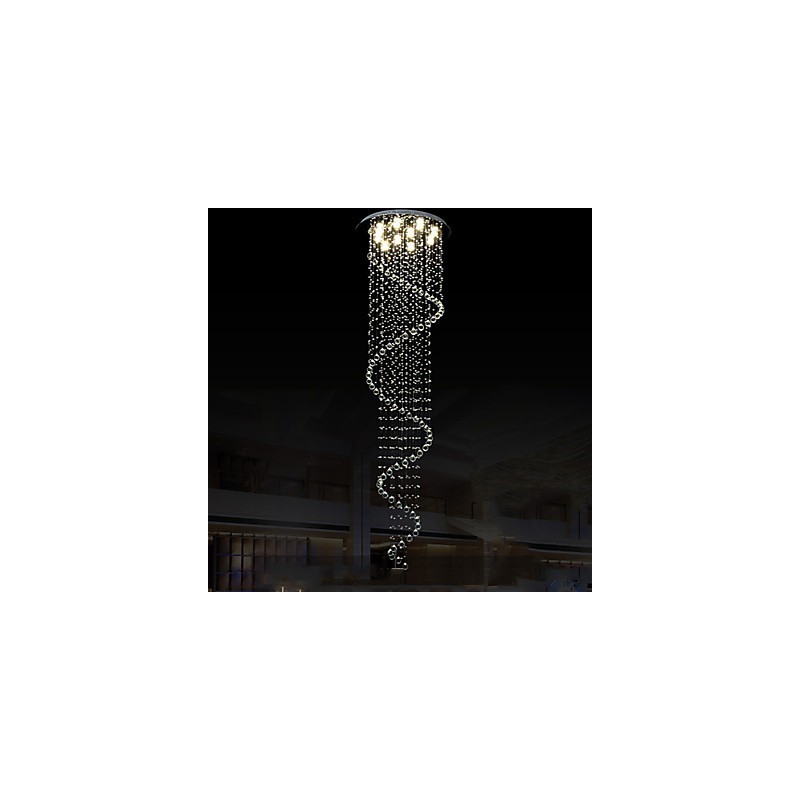 Modern Crystal Pendant Light Chandelier Lighting Lamps Fixtures with Single Spiral D70CM H250CM
