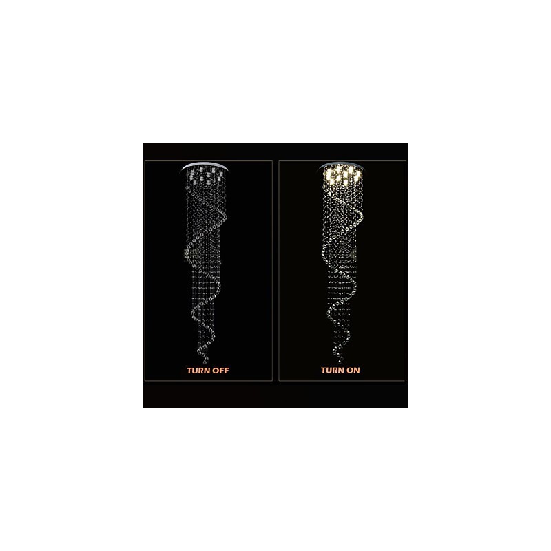 Modern Crystal Pendant Light Chandelier Lighting Lamps Fixtures with Single Spiral D70CM H250CM