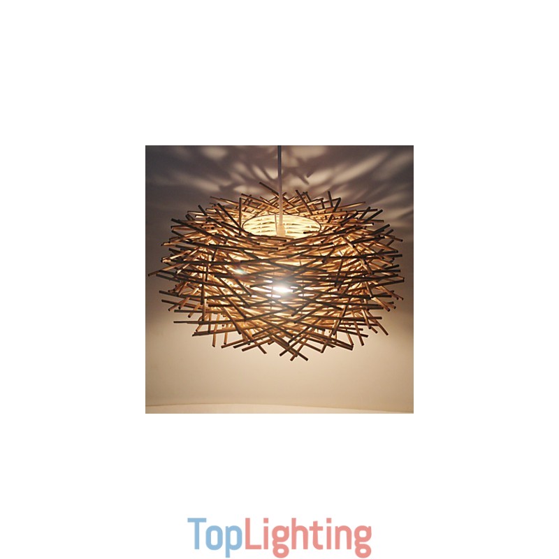 Modern Rural Cany Art Woven Rattan Single Head Droplight Lamp