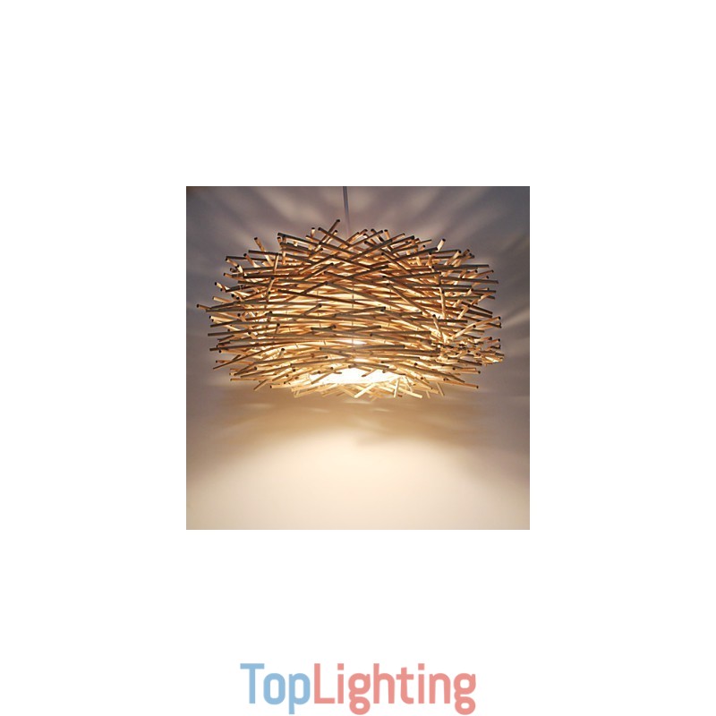 Modern Rural Cany Art Woven Rattan Single Head Droplight Lamp