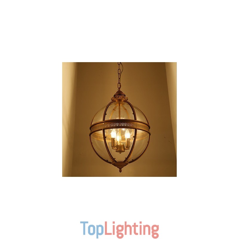 Iron Bronze Chandelier Lamp Glass