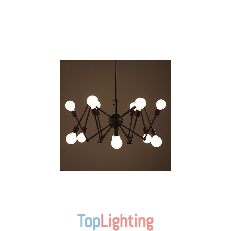 American Loft Black Lights Iron Spider Chandelier With 12 Heads