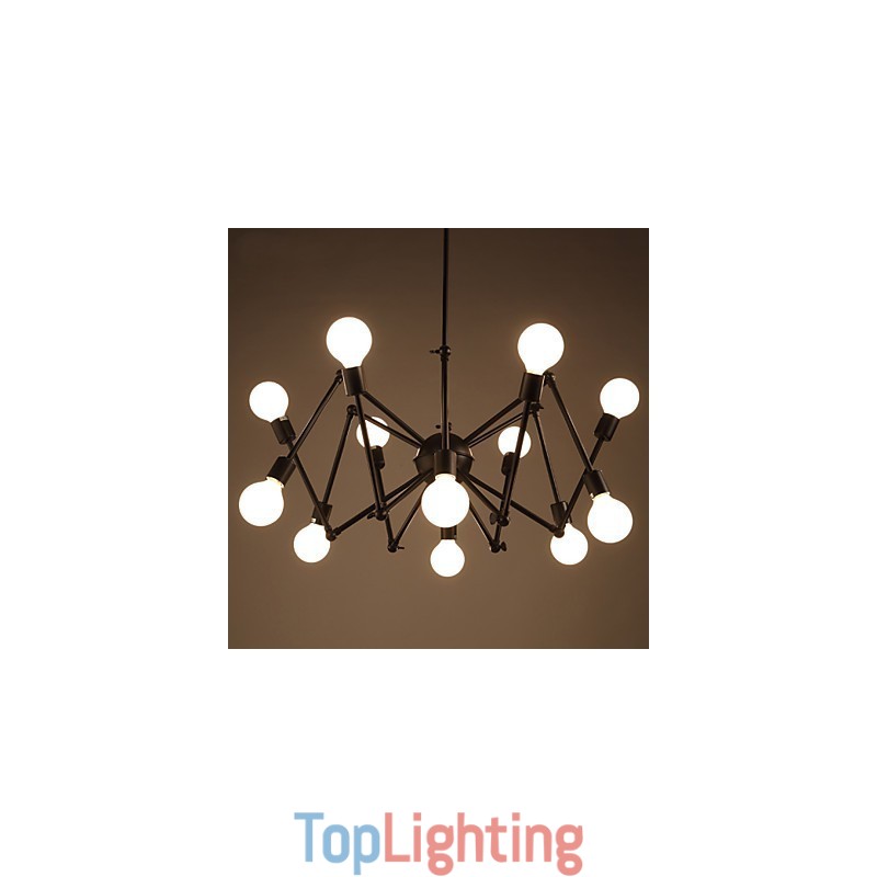 American Loft Black Lights Iron Spider Chandelier With 12 Heads