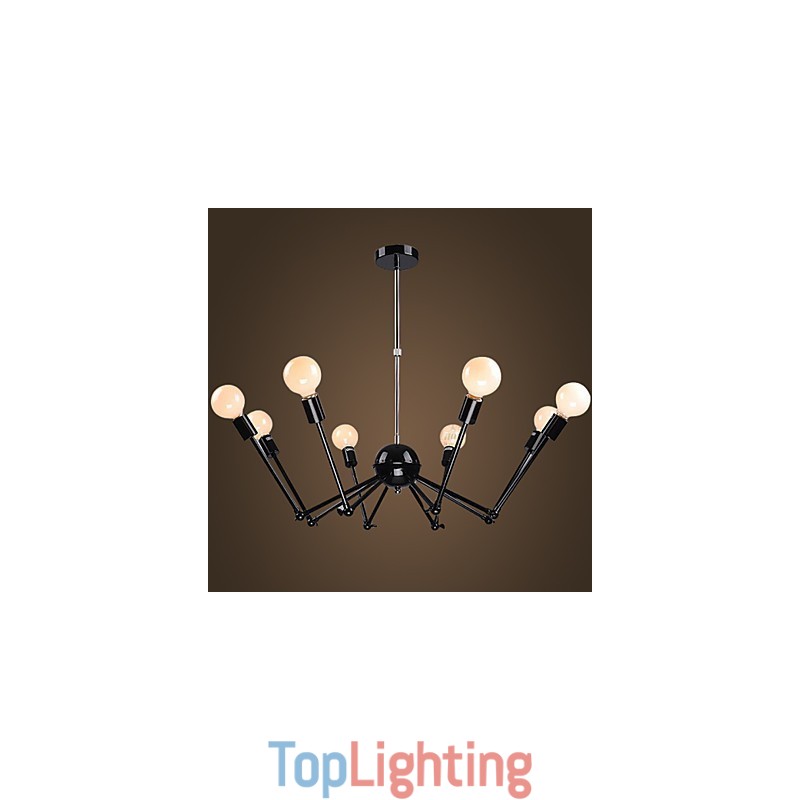 American Loft Black Lights Iron Spider Chandelier With 12 Heads