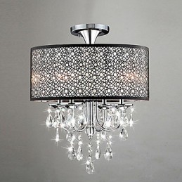 Modern Contemporary Drum Crystal Mini Style Chrome Chandelier