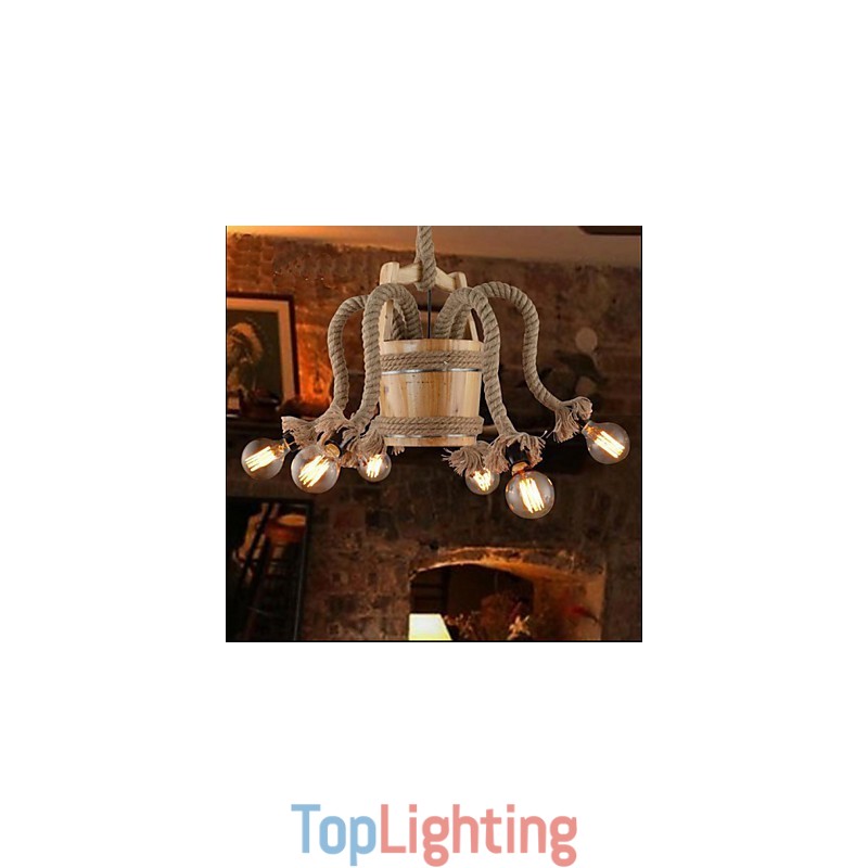 Wooden Cask Chandelier Creative Lamp