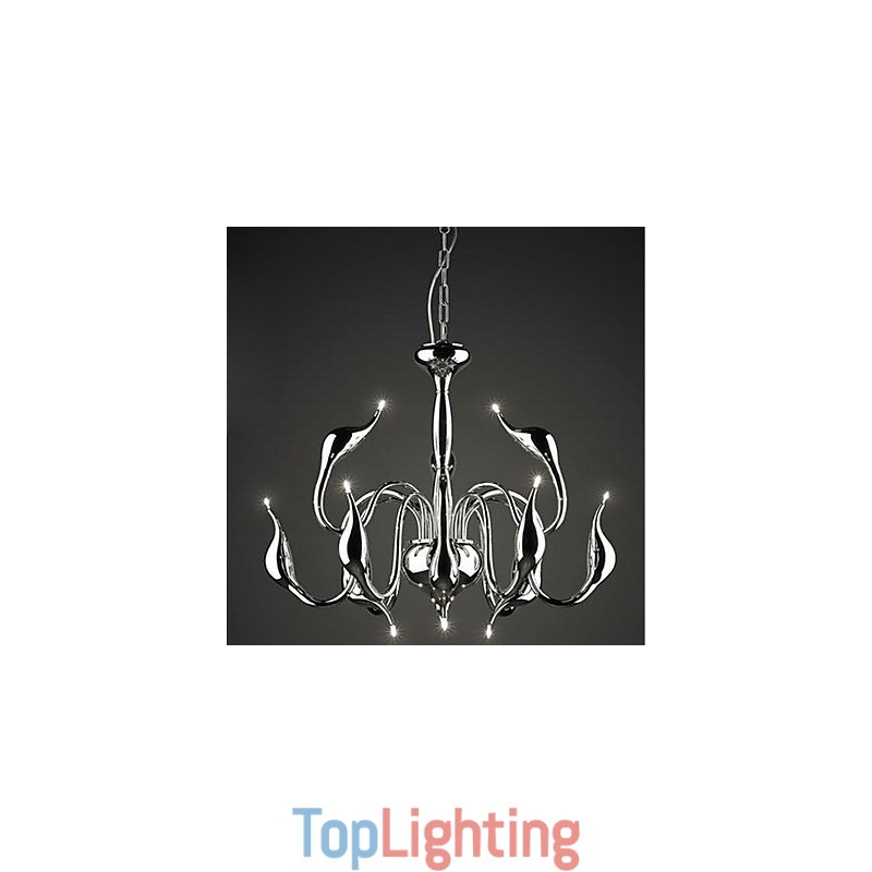 Modern Contemporary Candle Style Electroplated Metal Chandelier