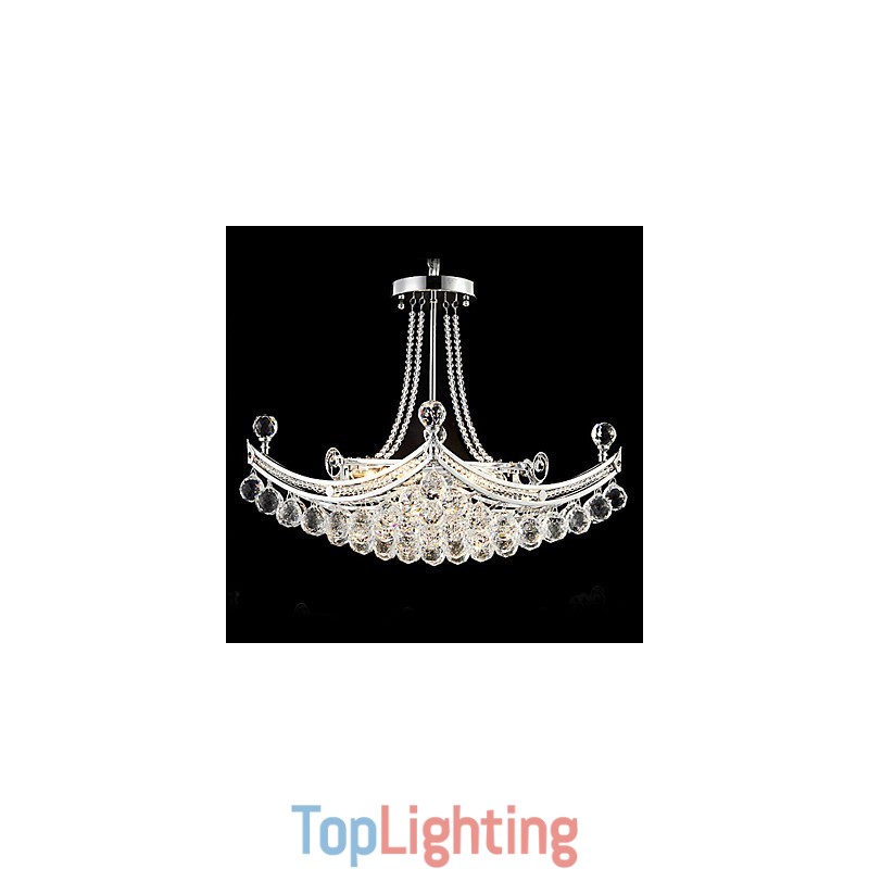 Modern Contemporary Crystal Electroplated Metal Pendant Light