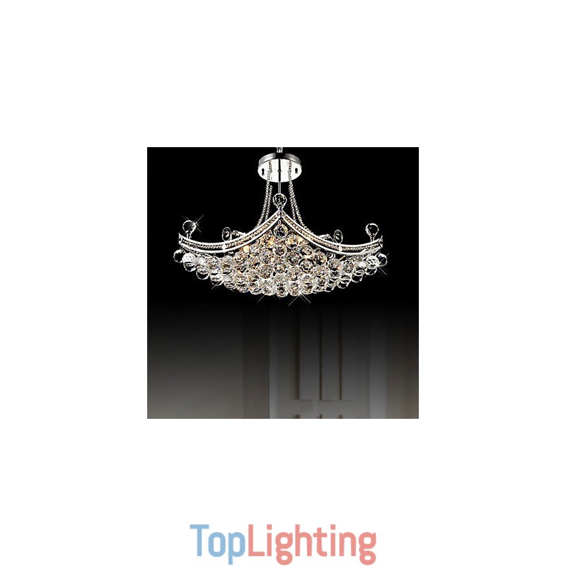 Modern Contemporary Crystal Electroplated Metal Pendant Light