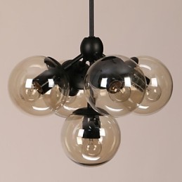 Chandelier 5 Lights Glass Ball Lights Retro Outdoors Garage Metal