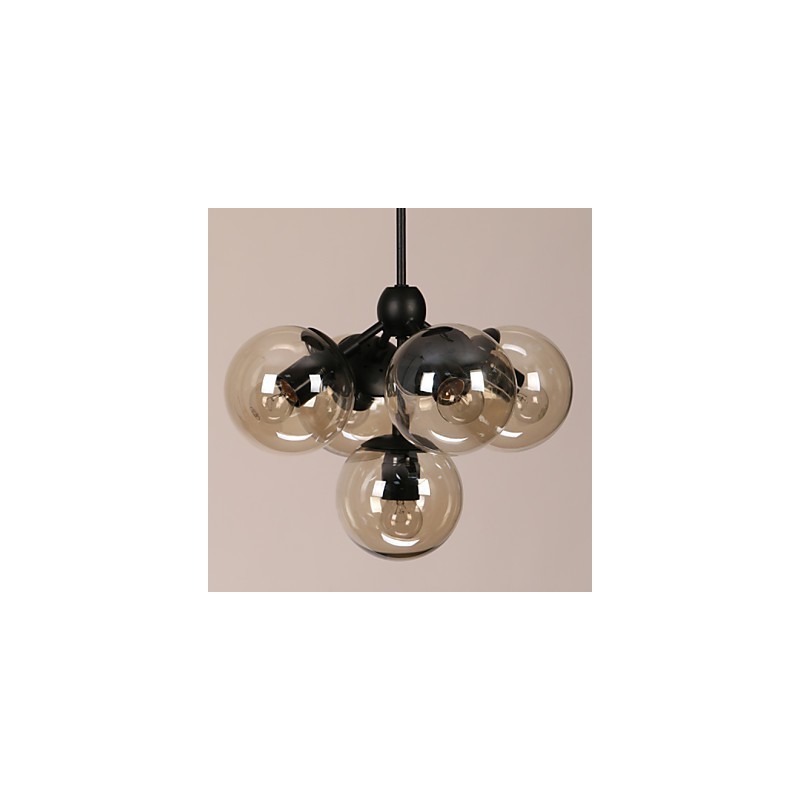 Chandelier 5 Lights Glass Ball Lights Retro Outdoors Garage Metal