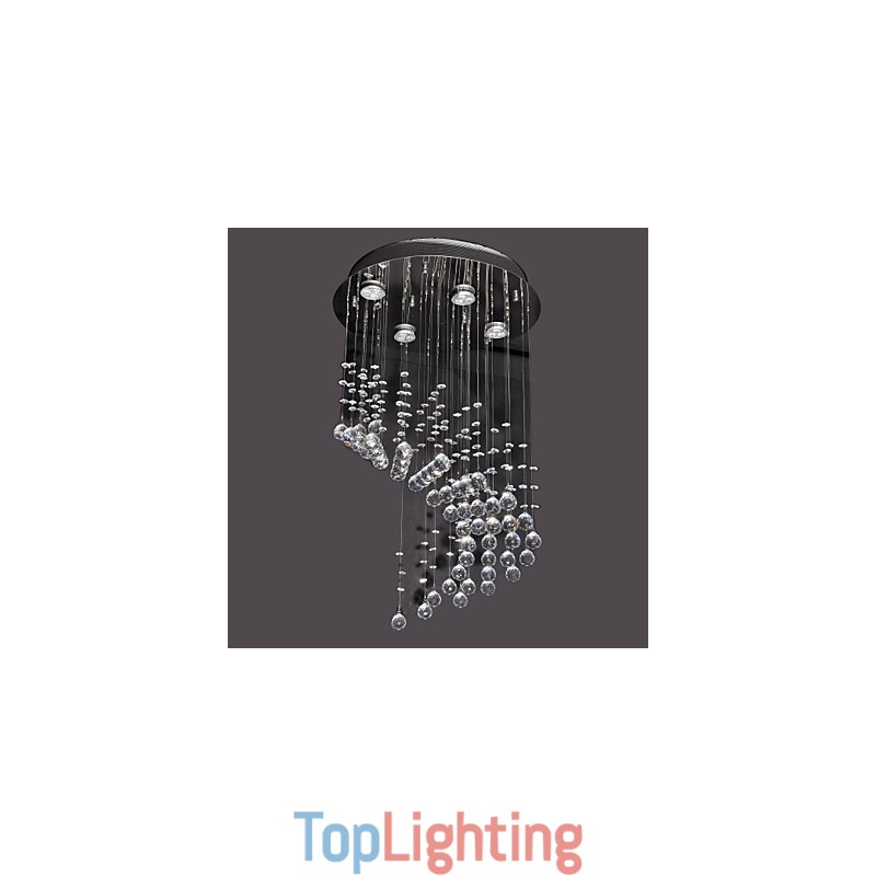 Modern Contemporary Crystal Chrome Metal Flush Mount