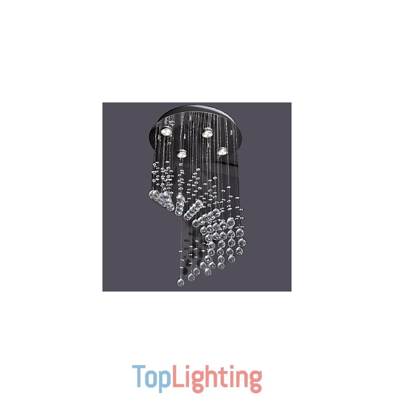 Modern Contemporary Crystal Chrome Metal Flush Mount