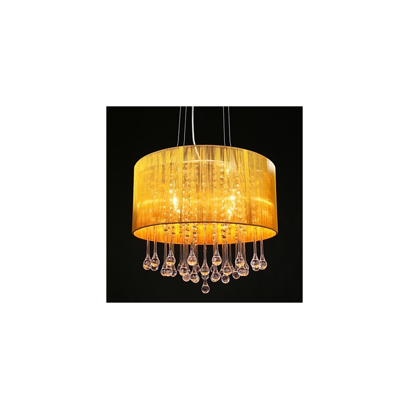 Drum Pendant Modern 4 Lights Winding Lampshade Crystal Chandelier Chandelier Modern Minimalist Design