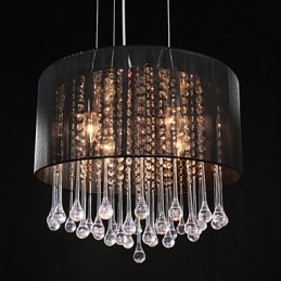 Drum Pendant Modern 4 Lights Winding Lampshade Crystal Chandelier Chandelier Modern Minimalist Design