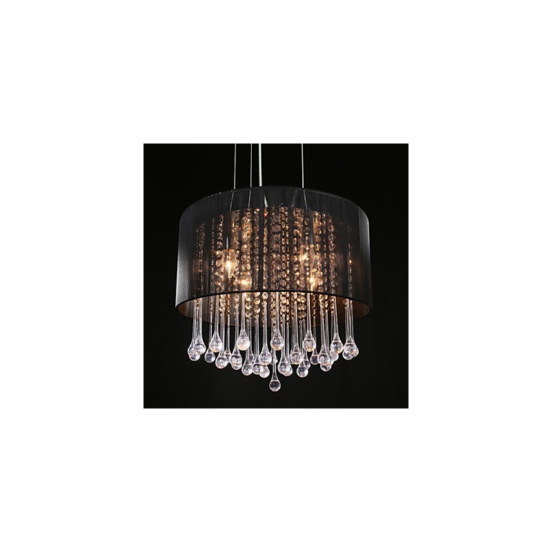 Drum Pendant Modern 4 Lights Winding Lampshade Crystal Chandelier Chandelier Modern Minimalist Design