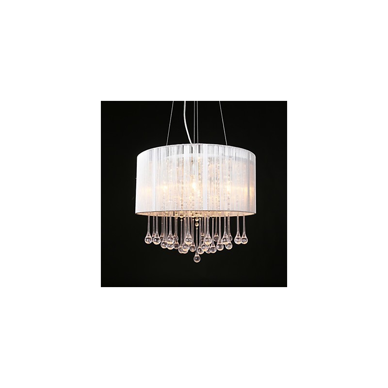 Drum Pendant Modern 4 Lights Winding Lampshade Crystal Chandelier Chandelier Modern Minimalist Design